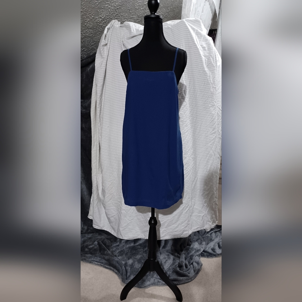NWT Banana Republic Linen-Blend Strappy Mini Dress Size Small In Cape Blue - Picture 2 of 6